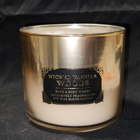 Bath & Body Works Wicked Vanilla Woods 3-Wick Candle with Snake Lid - Picture 4 of 4